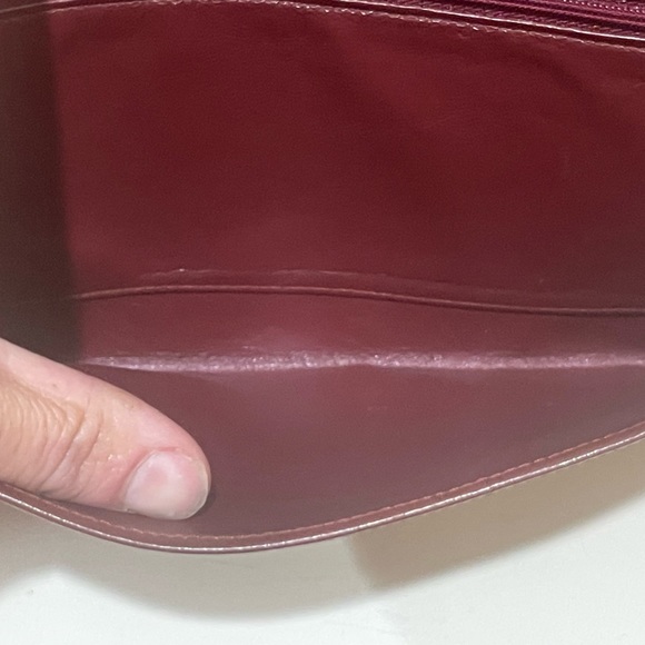 Large Leather Vintage Burgundy Cartier Clutch w/added carry chain